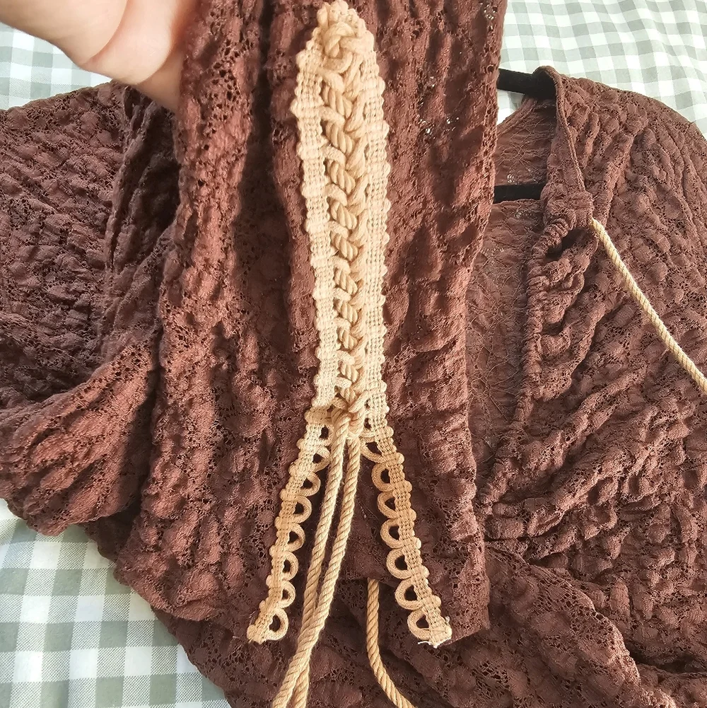 NWOT Free People Maroon Lace Blouse